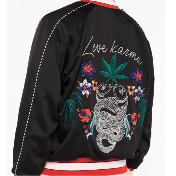 Sandro Black Love Karma Embroidered Bomber Jacket - Picture 16 of 16